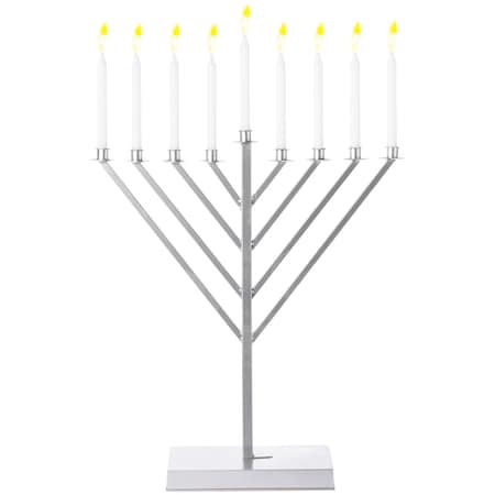 Vintiquewise Large Metal Silver Coated Hanukkah Menorah 2 Ft. For Synagogue QI003814.S